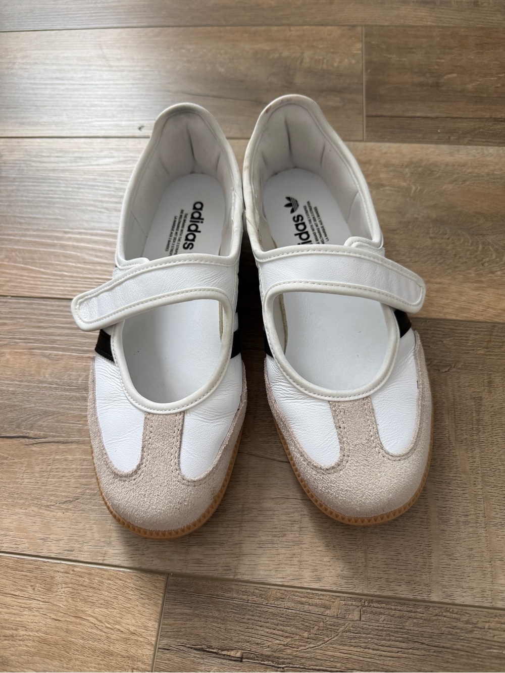 Adidas White and Black Mary-Jane Samba Sneakers, Size 9.5